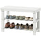 Bamboo Shoe Storage Bench, 3-Tier Entryway Bench with 2 Storage Shelves for Hallway, Holds 6 Pairs, White