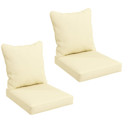 Outsunny Replacement Cushions 4-Piece Set for Patio Chairs Indoor Outdoor Seat and Back Pillows Cream White 