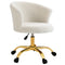 Armless Office Chair, Fluffy Computer Desk Chair with Adjustable Height, Swivel Wheels, Mid Back, Gold