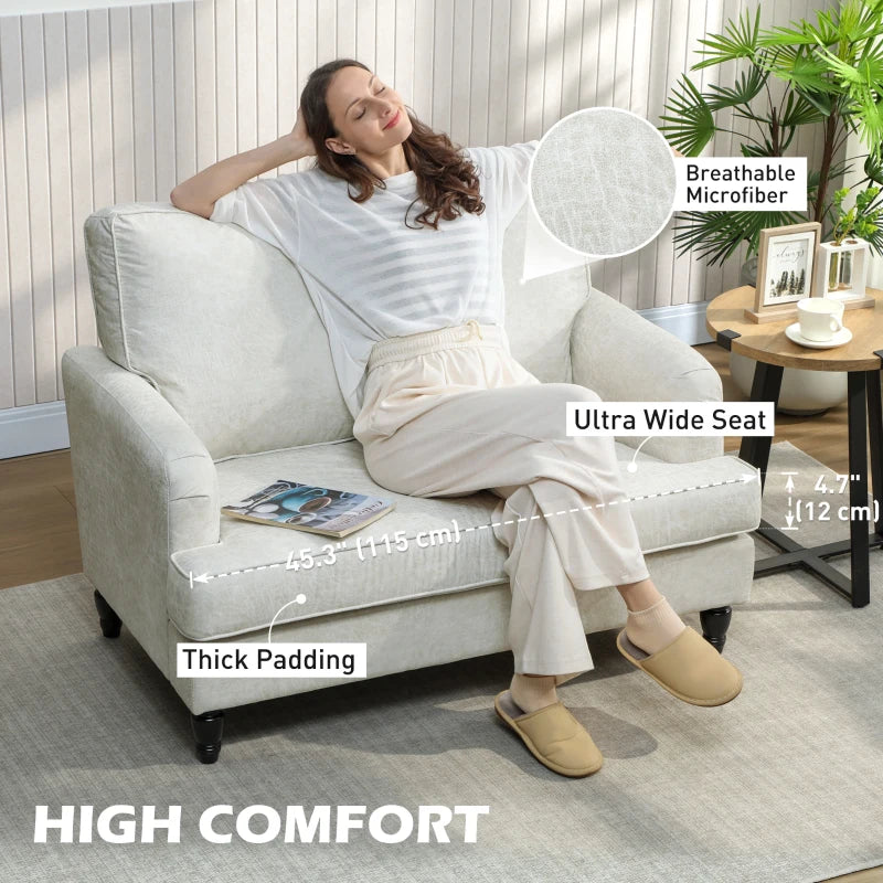 Modern Accent Chair, Leathaire Armchair with Turned Legs and Wide Seat, Single Sofa for Bedroom, Living Room, Cream White
