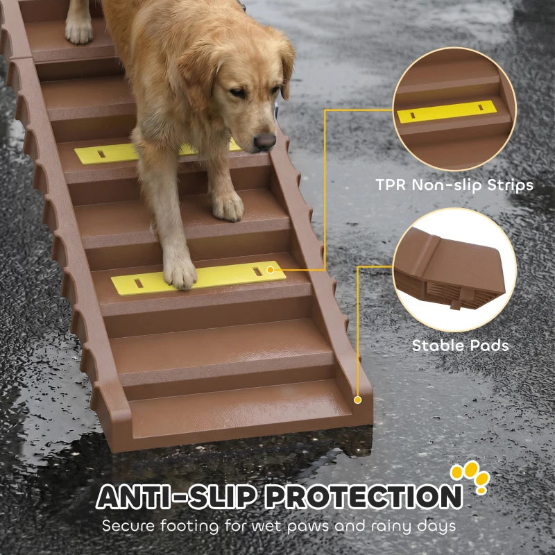 Foldable Dog Car Ramp with Anti-Slip Steps for Cars, SUVs & High Beds – 55 lb Capacity