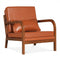 Modern Accent Chair Faux Leather Linen Fabric Upholstered Armchair-Brown