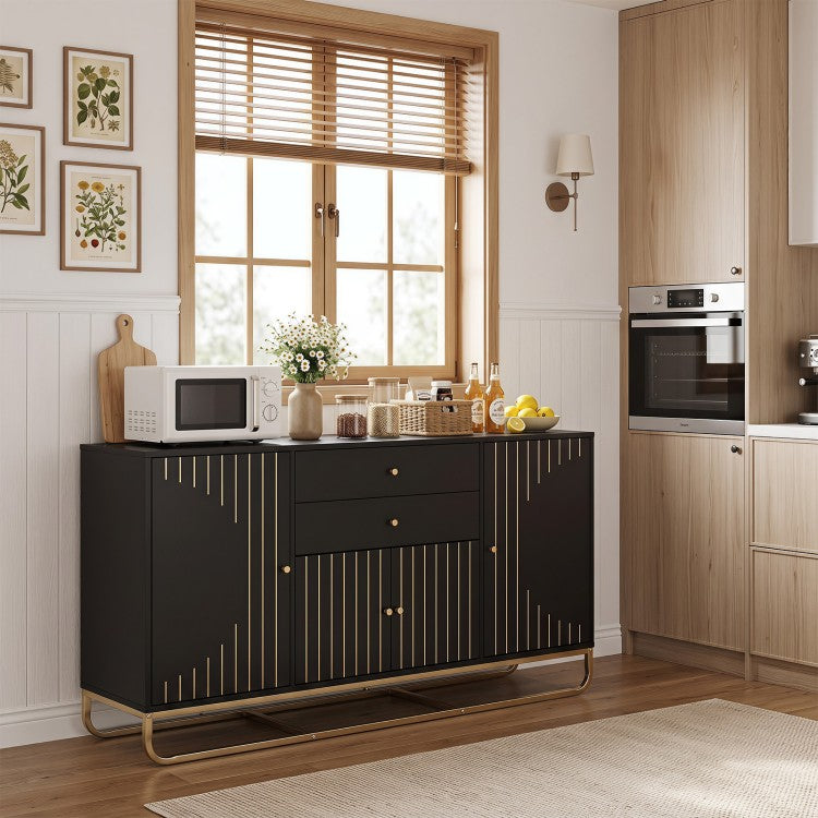 Modern Buffet Sideboard Cabinet with 2 Drawers & Adjustable Shelves for Dining Room, Kitchen & Living Room