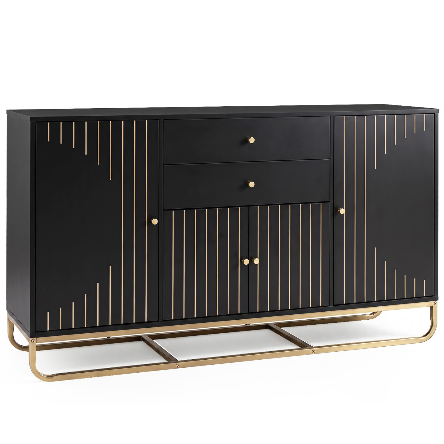 Modern Buffet Sideboard Cabinet with 2 Drawers & Adjustable Shelves for Dining Room, Kitchen & Living Room