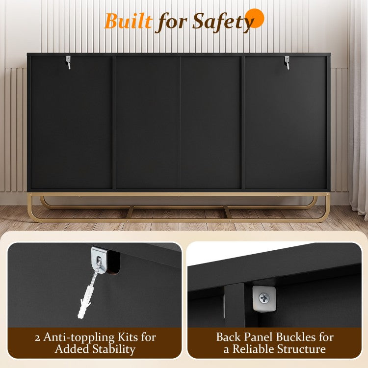Modern Buffet Sideboard Cabinet with 2 Drawers & Adjustable Shelves for Dining Room, Kitchen & Living Room
