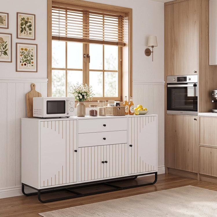 Modern Buffet Sideboard Cabinet with 2 Drawers & Adjustable Shelves for Dining Room, Kitchen & Living Room