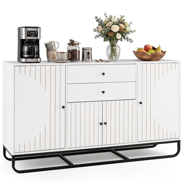 Modern Buffet Sideboard Cabinet with 2 Drawers & Adjustable Shelves for Dining Room, Kitchen & Living Room