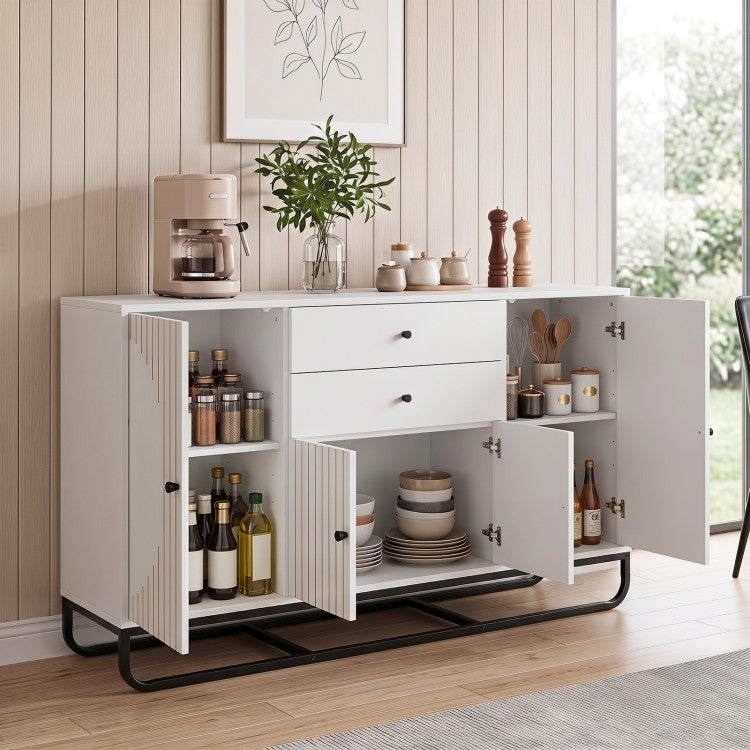 Modern Buffet Sideboard Cabinet with 2 Drawers & Adjustable Shelves for Dining Room, Kitchen & Living Room