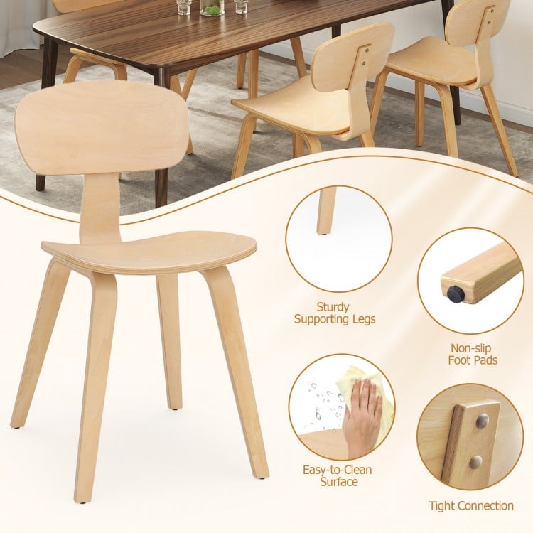 Modern Dining Chair Set of 2 with Wide Seat-Natural
