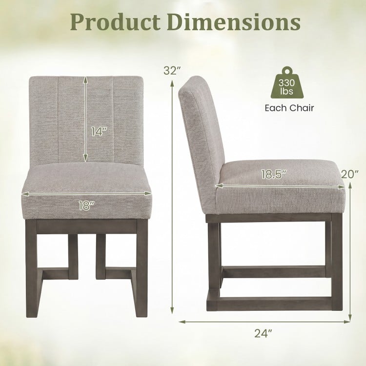 Modern Farmhouse Fabric Dining Chairs Set of 2 with 5.5" Thickened Padded Seat-Gray