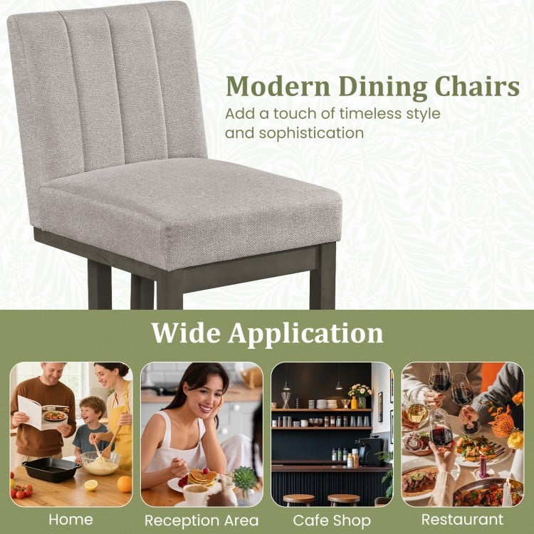 Modern Farmhouse Fabric Dining Chairs Set of 2 with 5.5" Thickened Padded Seat-Gray