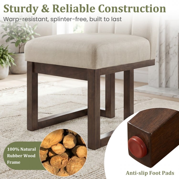 Modern Farmhouse Fabric Dining Chairs Set of 2 with 5.5" Thickened Padded Seat-Walnut