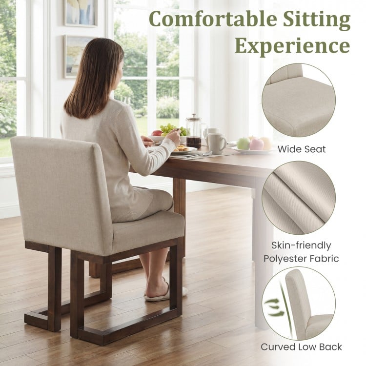 Modern Farmhouse Fabric Dining Chairs Set of 2 with 5.5" Thickened Padded Seat-Walnut