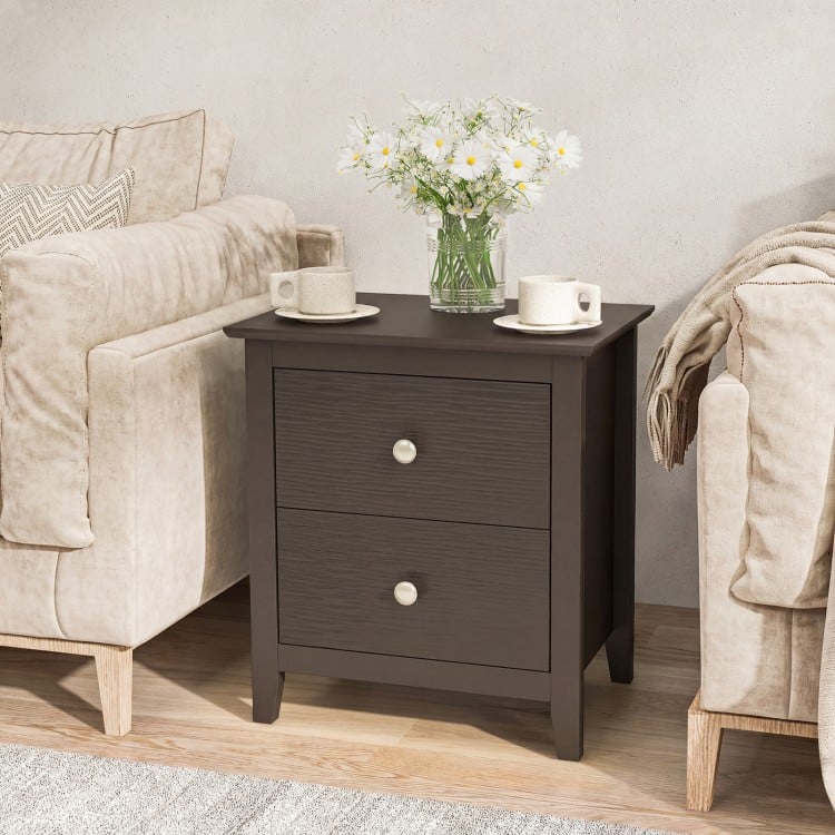 Modern Nightstand with 2 Drawers for Small Spaces-Brown