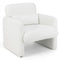 Modern Upholstered Chenille Accent Chair with Removable Lumbar Pillow-White