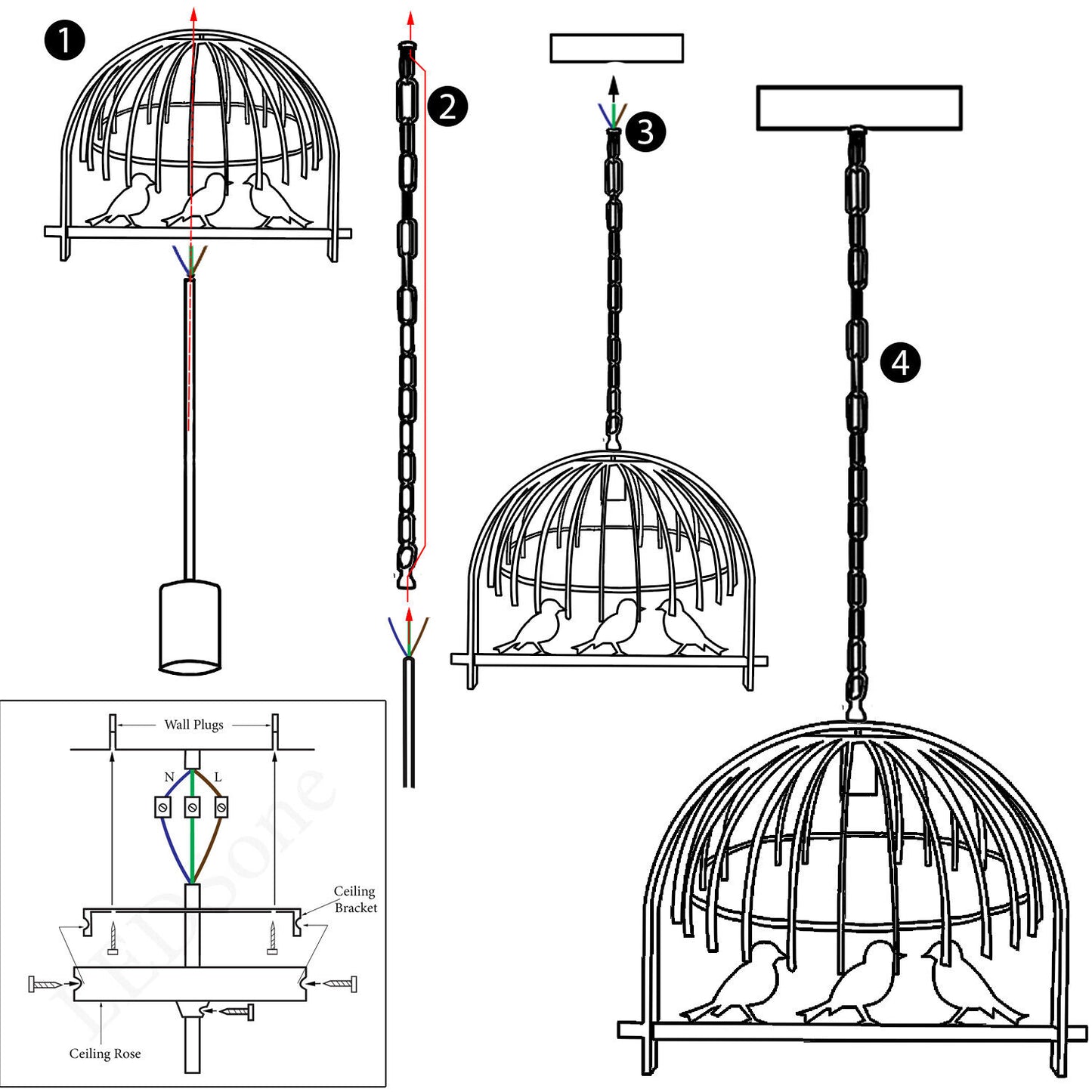 Vintage Bird Cage Chandelier Pendant Light~1460