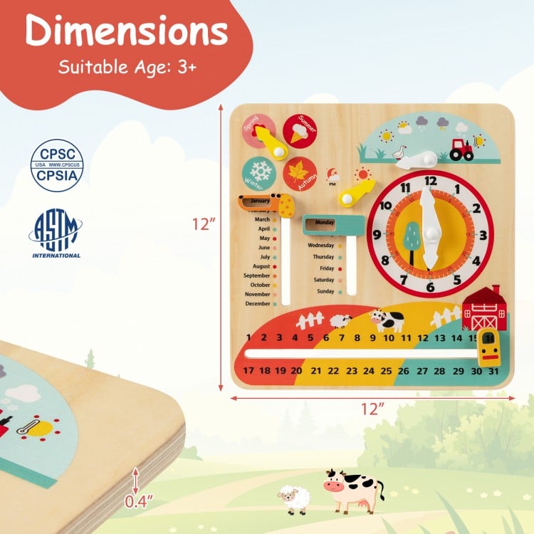 Montessori Wooden Toy for Toddlers Educational Learning Clock Toy About Season