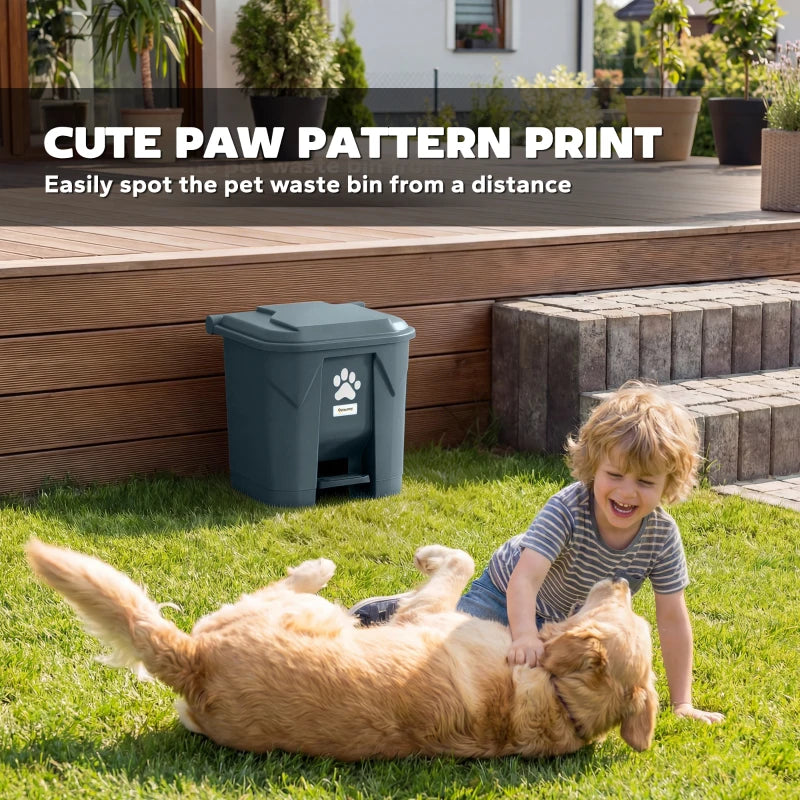 Dog Poop Outdoor Garbage Bin, 8 Gal Pet Waste Garbage Can with Lid and Pedal, Waterproof Plastic Trash Can, Black