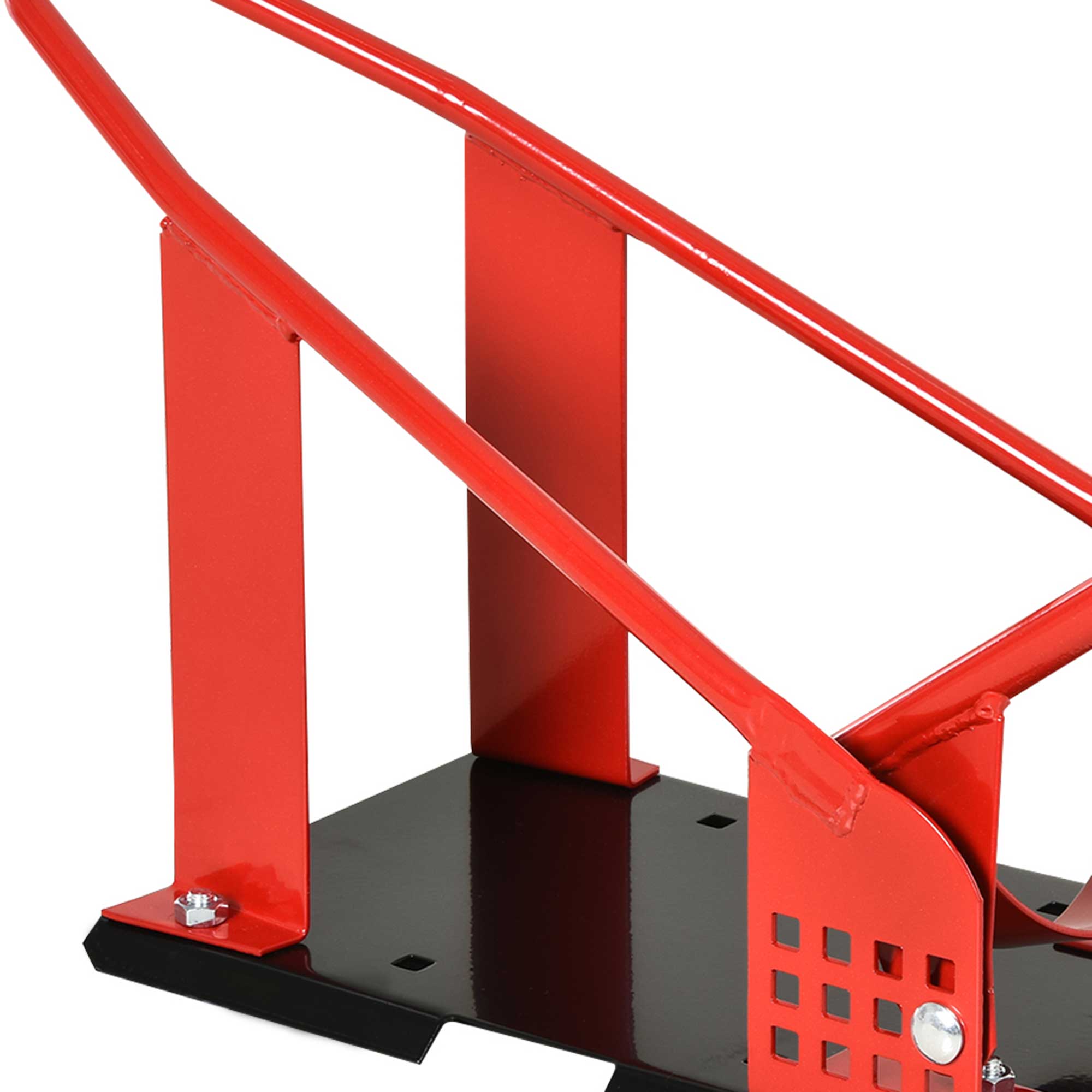 HOMCOM Motorcycle Wheel Chock with 12 Adjustable Pre-Drilled Holes, 990 lbs Capacity, Red 