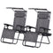 Outsunny 2-Piece Zero Gravity Chair, Adjustable Patio Lounge Chair Reclining Seat W/ Cup Holder & Canopy Shade Dark, Grey