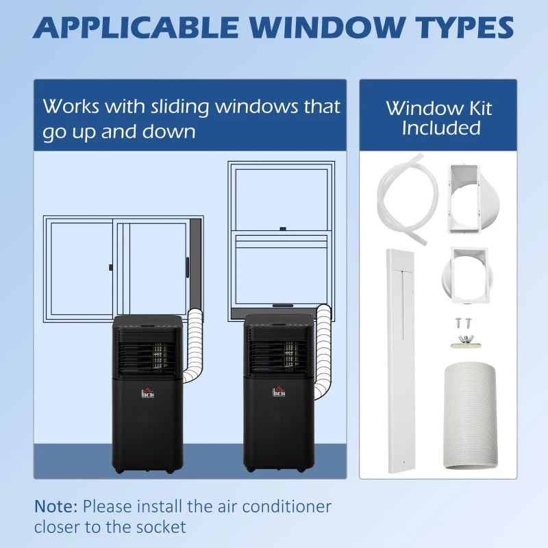 8000 BTU Portable Air Conditioner with Fan & Dehumidifier Mode, Quiet AC Unit with Remote Control, 24-Hour Timer, Black