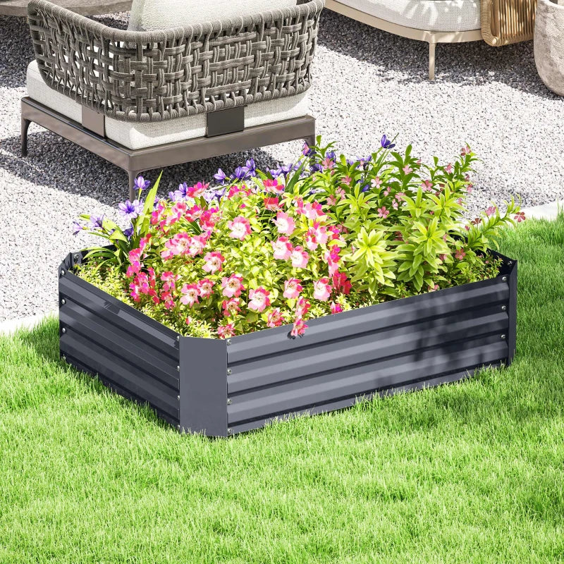 Galvanized Raised Garden Bed, 4' x 3' x 1' Outdoor Metal Planter Box, Raised Bed for Growing Flowers Herbs, Dark Grey