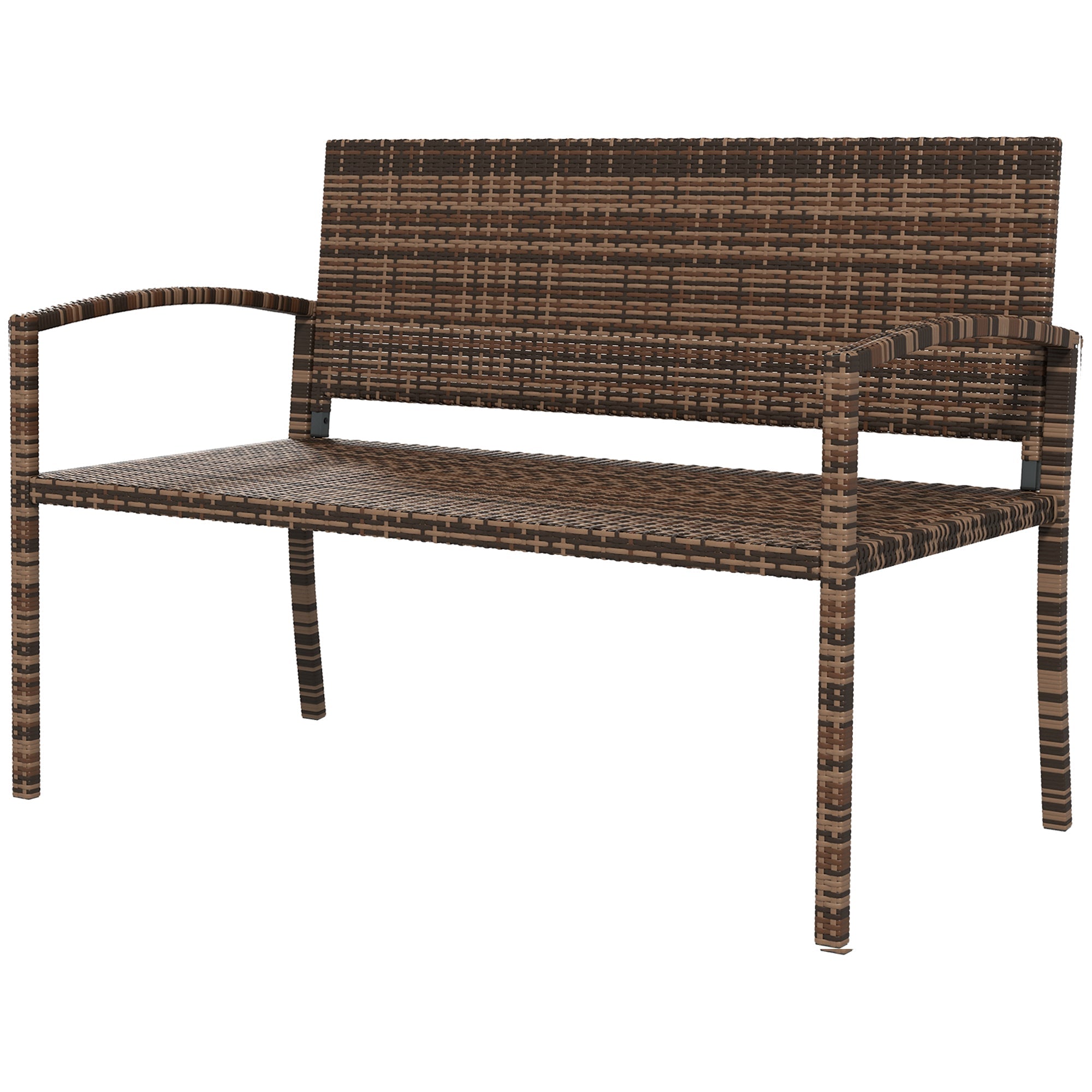 Outsunny Rattan Wicker Loveseat Garden Furniture Leisure Chair with Armrests Brown 