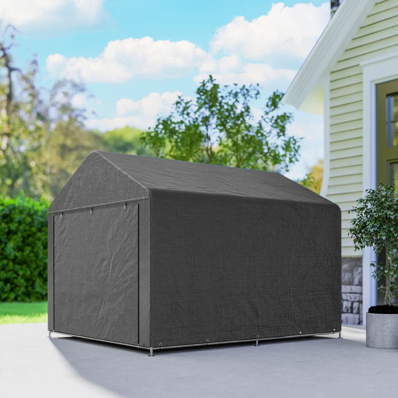 6.6' x 7.8' Portable Shed, Waterproof Bike Tent with Roll-up Zipper Door and Galvanised Steel Frame, Dark Grey