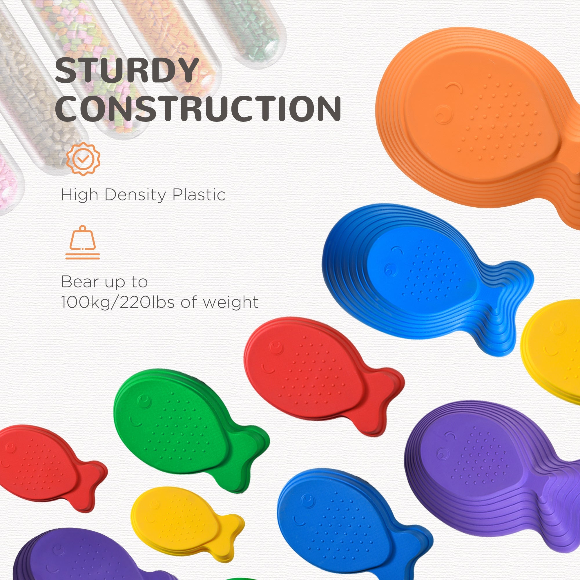Outsunny 11pcs Kids Balance Stepping Stones, Fish Style - Non-slip, Stackable Obstacle Course for Toddler Balance 