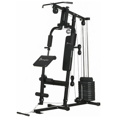Soozier Multi-Exercise Home Gym Station with 99lbs Weight Stack, for for Back, Chest, Arms, Full Body Workout 