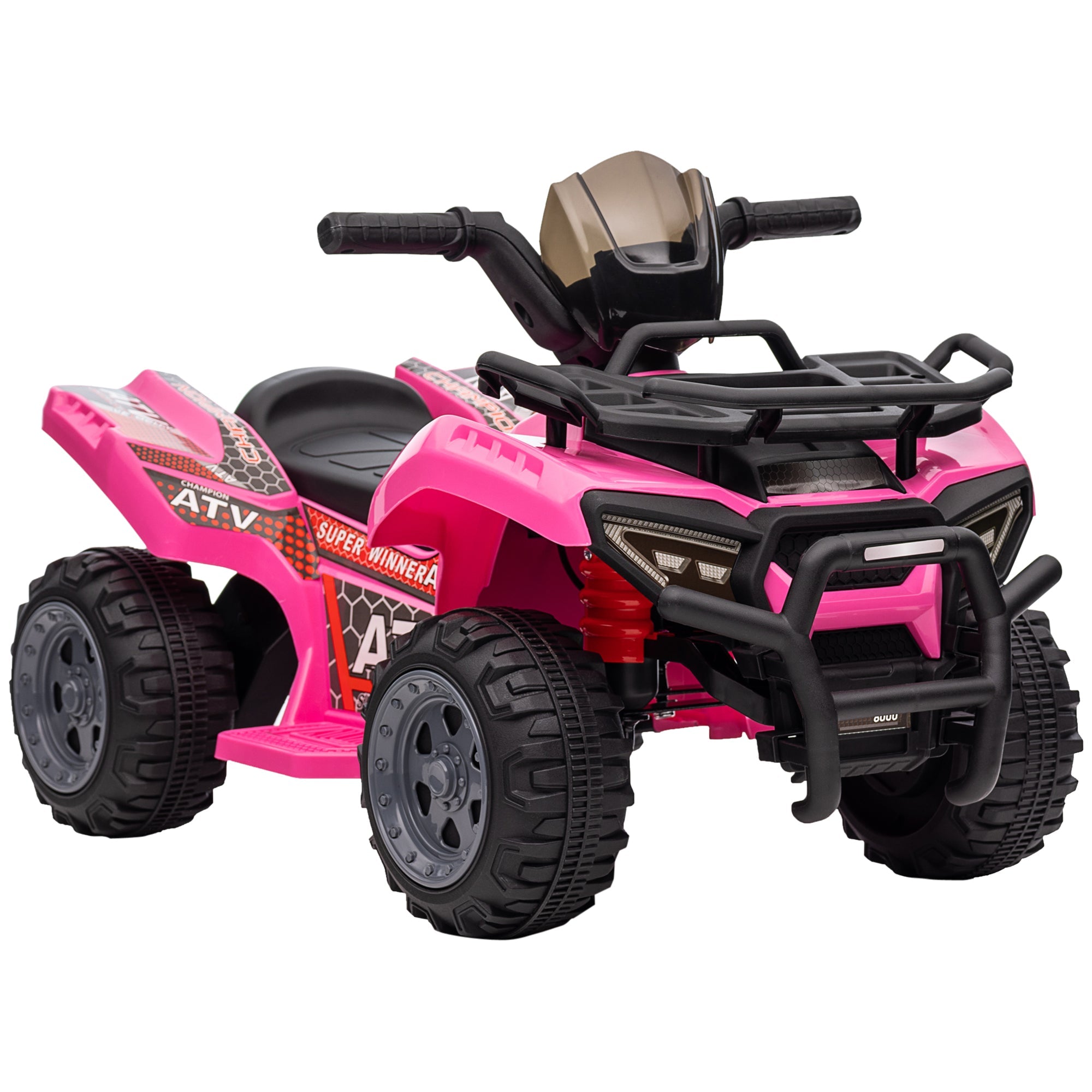 Aosom Ride-On ATV: 6V Battery Powered, Four Wheeler, Headlights, 18-36 Months, Pink, Toddler Quad 