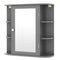 Multipurpose Mount Wall Surface Bathroom Storage Cabinet with Mirror-Gray