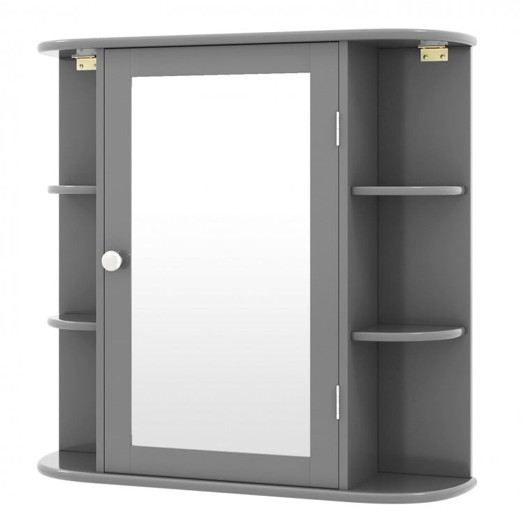 Multipurpose Mount Wall Surface Bathroom Storage Cabinet with Mirror-Gray