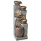 Outdoor Cascading Rock Water Fountain, 5-Tier Waterfall Feature with LED Lights, Adjustable Flow, Grey and Rustic Brown