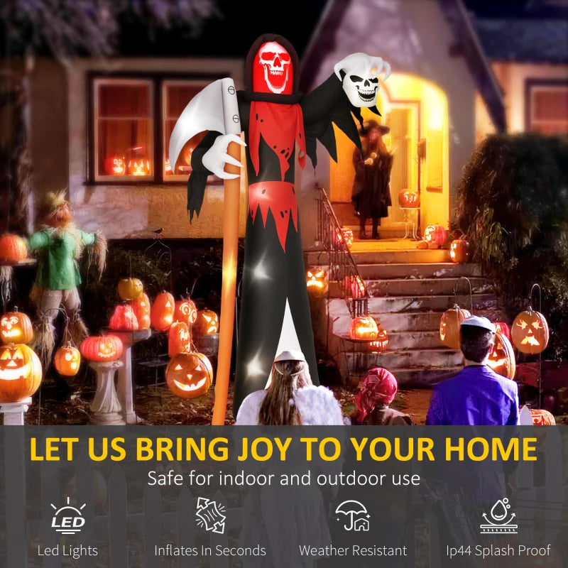 Outsunny 12ft Halloween Inflatable Grim Reaper – LED Lighted Blow-Up Garden Decoration for Indoor & Outdoor 