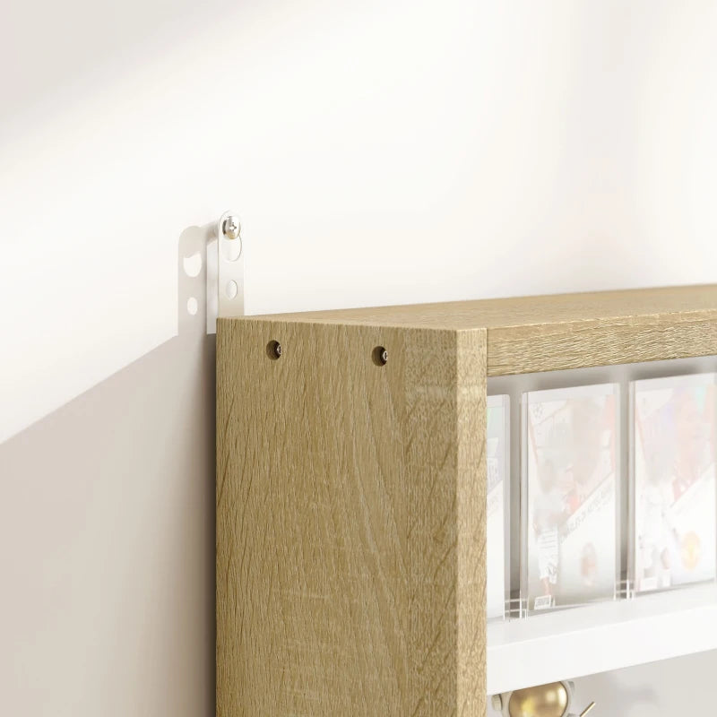 5-Tier Display Cabinet, Shot Glass Display Case, Glass Curio Cabinet with 2 Glass Doors and 4 Adjustable Shelves, Oak