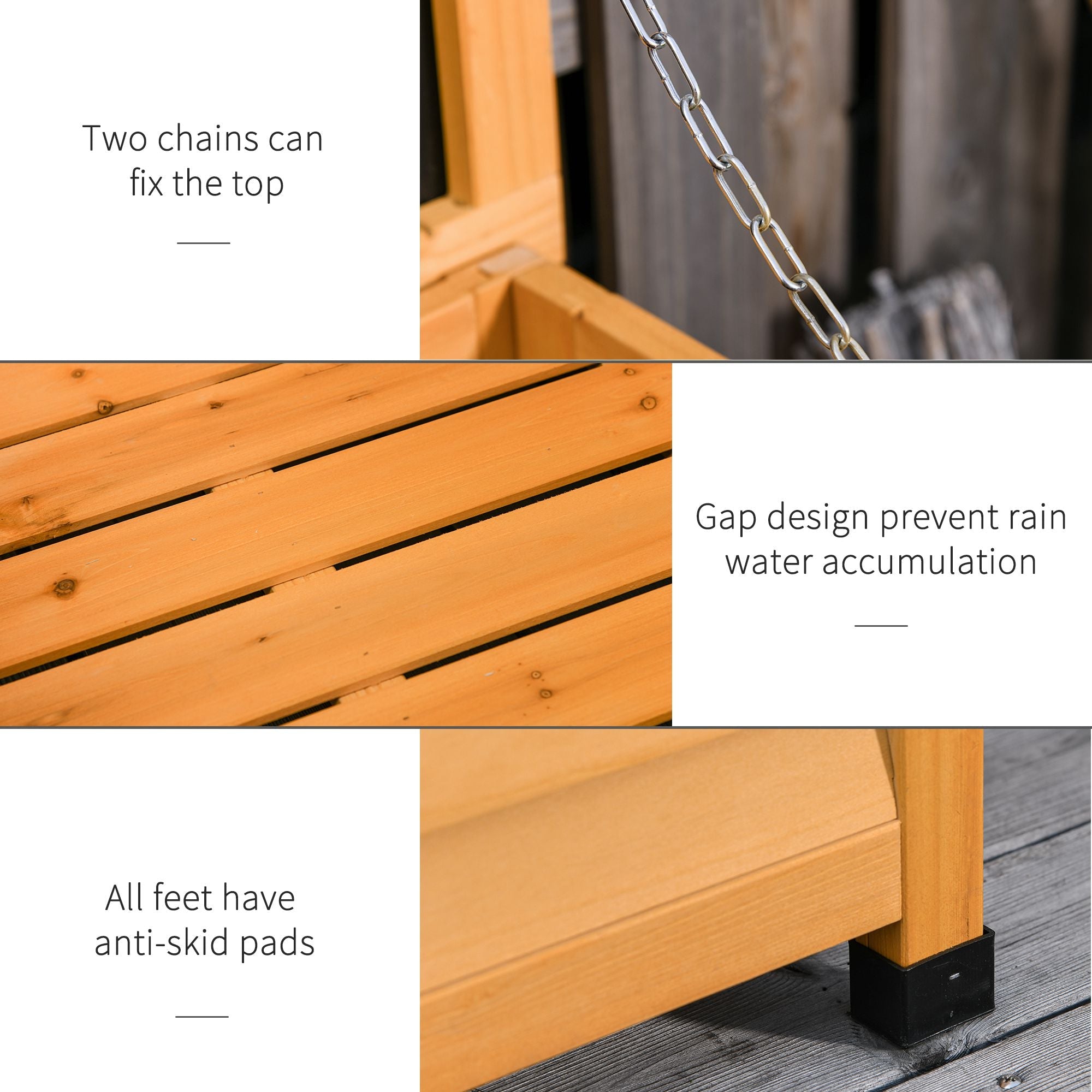 Outsunny 75 Gallon Wooden Deck Box, Outdoor Storage Container with Aerating Gap & Weather-Fighting Finish, Yellow 