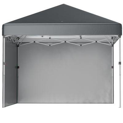 Outsunny 10'x10' Pop Up Canopy Sidewalls Adjustable Instant Tent Dark Grey 