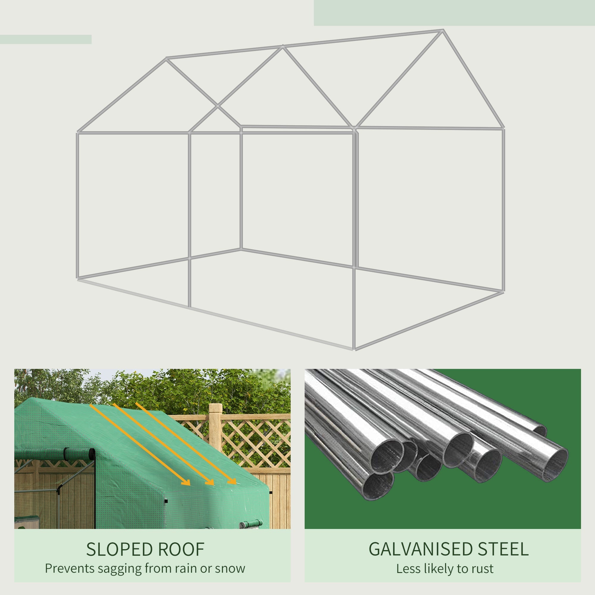 Outsunny 6.6'x10'x6.6' Walk-In Tunnel Greenhouse UV-Resistant Door Mesh Windows Green 