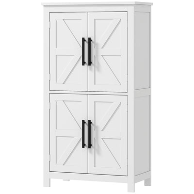 HOMCOM Farmhouse Bathroom Storage Cabinet, Bathroom Floor Cabinet with Barn Doors and Adjustable Shelf, White 