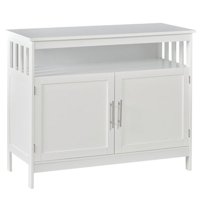 HOMCOM Classic Storage Console: Kitchen Sideboard Bar Cabinet, Buffet Cabinet with 2-Level Cabinet and Open Shelf, Crisp White 