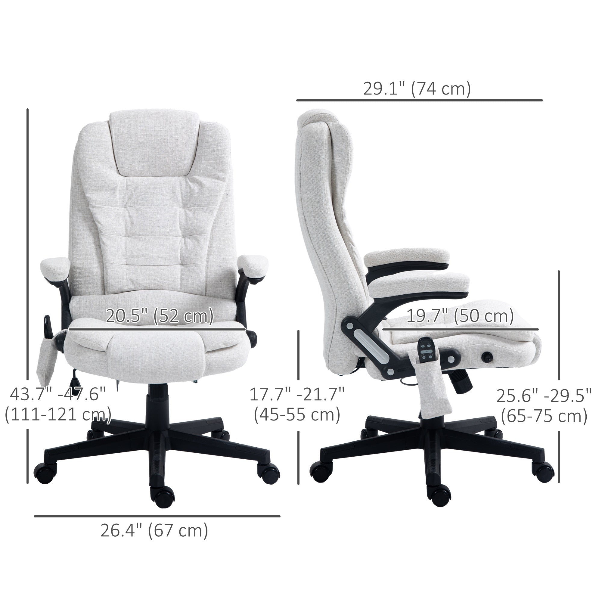 Vinsetto 6 Point Vibrating Massage Office Chair High Back Executive Chair with Reclining Back, Swivel Wheels, White 