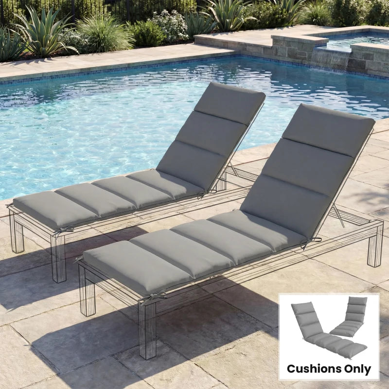 Outdoor Lounge Chair Cushion with Zipper Reversible Chaise Lounge Cushion for Patio Indoor/Outdoor Dark Grey