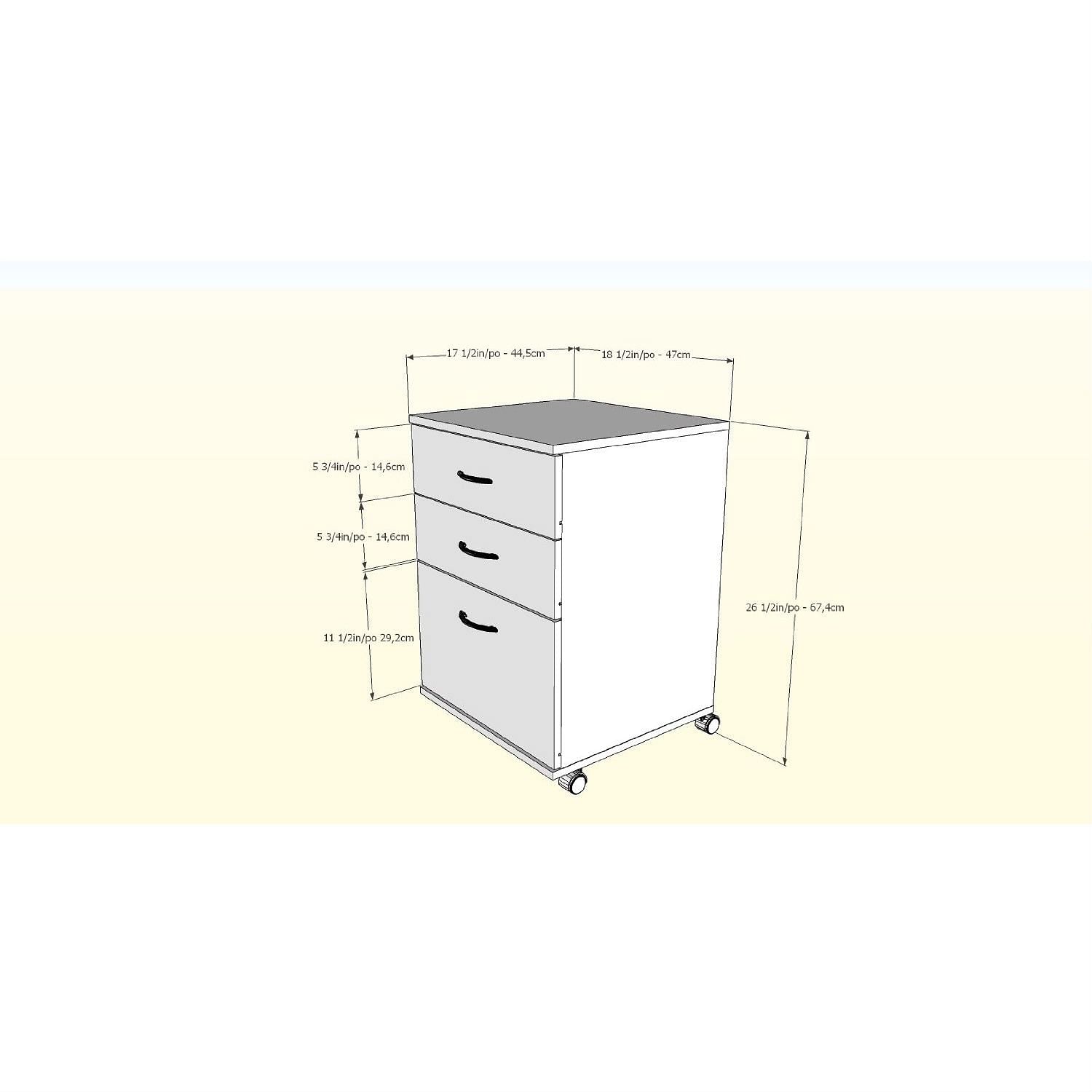 Contemporary 3-Drawer Mobile Filing Cabinet in Natural Maple Finish - Free Shipping 
