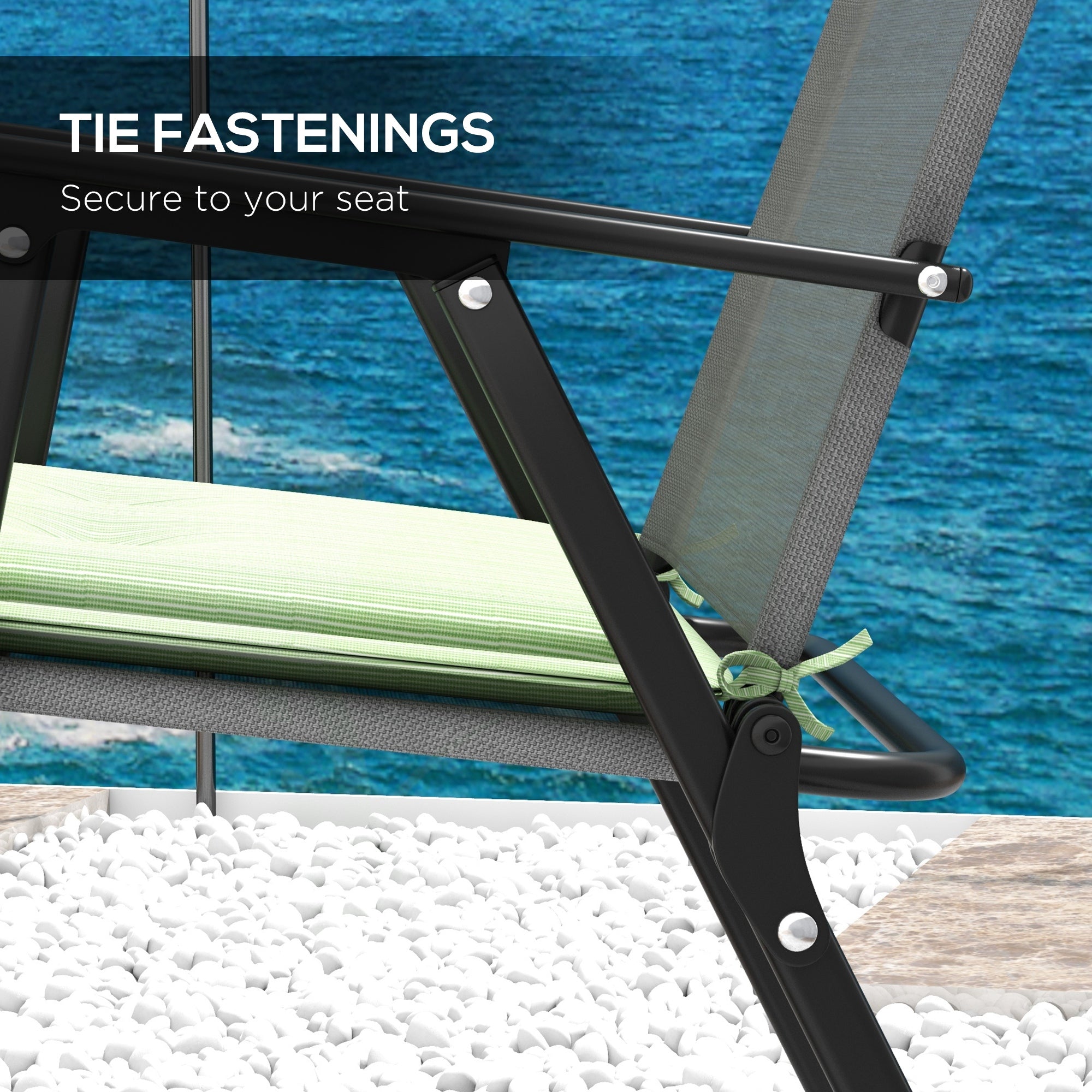 Outsunny 2-Piece Outdoor Patio Chair Cushions Set Replacement with Ties Button Tufted Green 