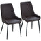 HOMCOM 2 Pack Mid Century Dining Chairs Brown PU Leather Padded Metal Legs Modern for Kitchen Home Office