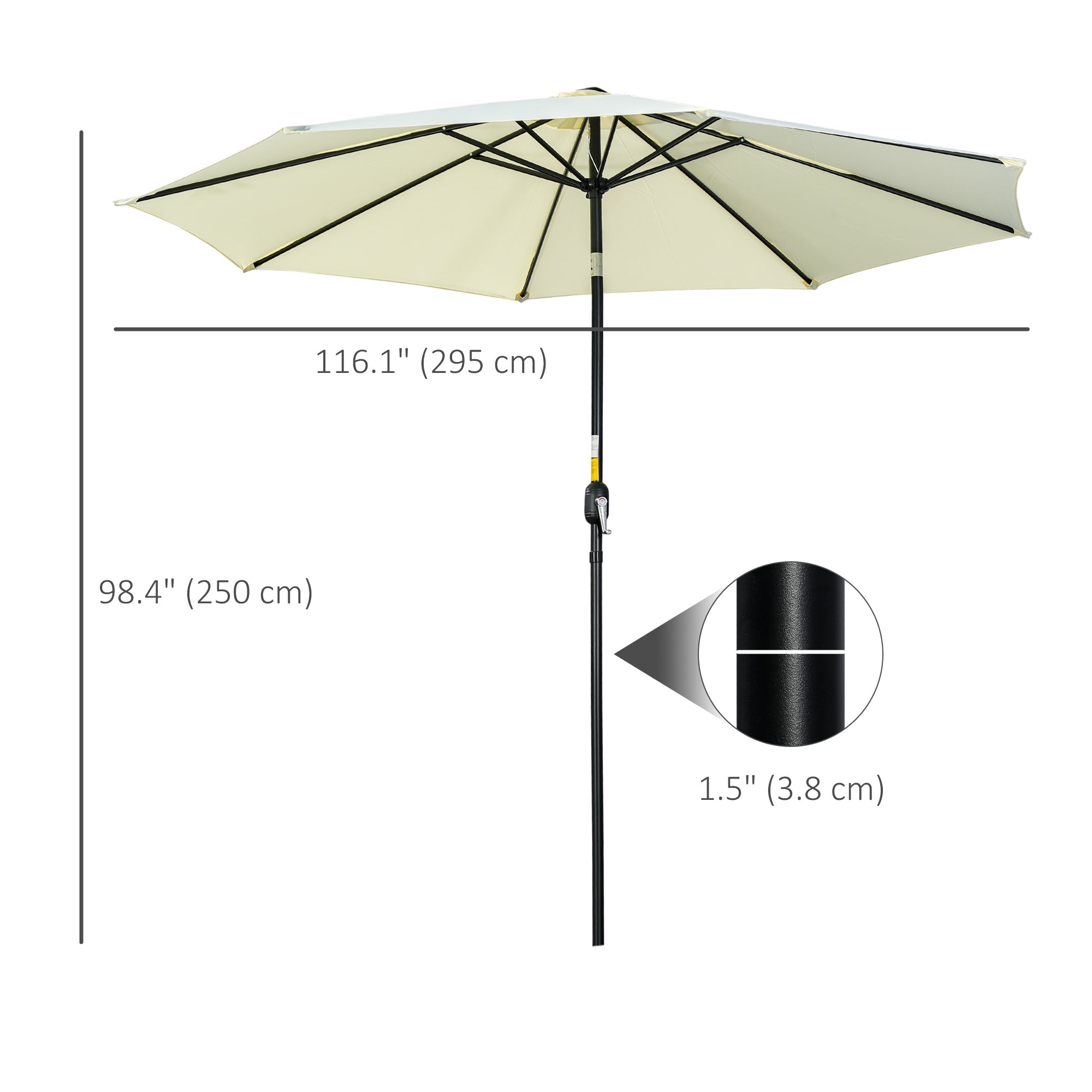 Outsunny 10'x8' Round Market Patio Umbrella: Outdoor Parasol with Crank Handle & Tilt for Garden/Lawn, Beige 