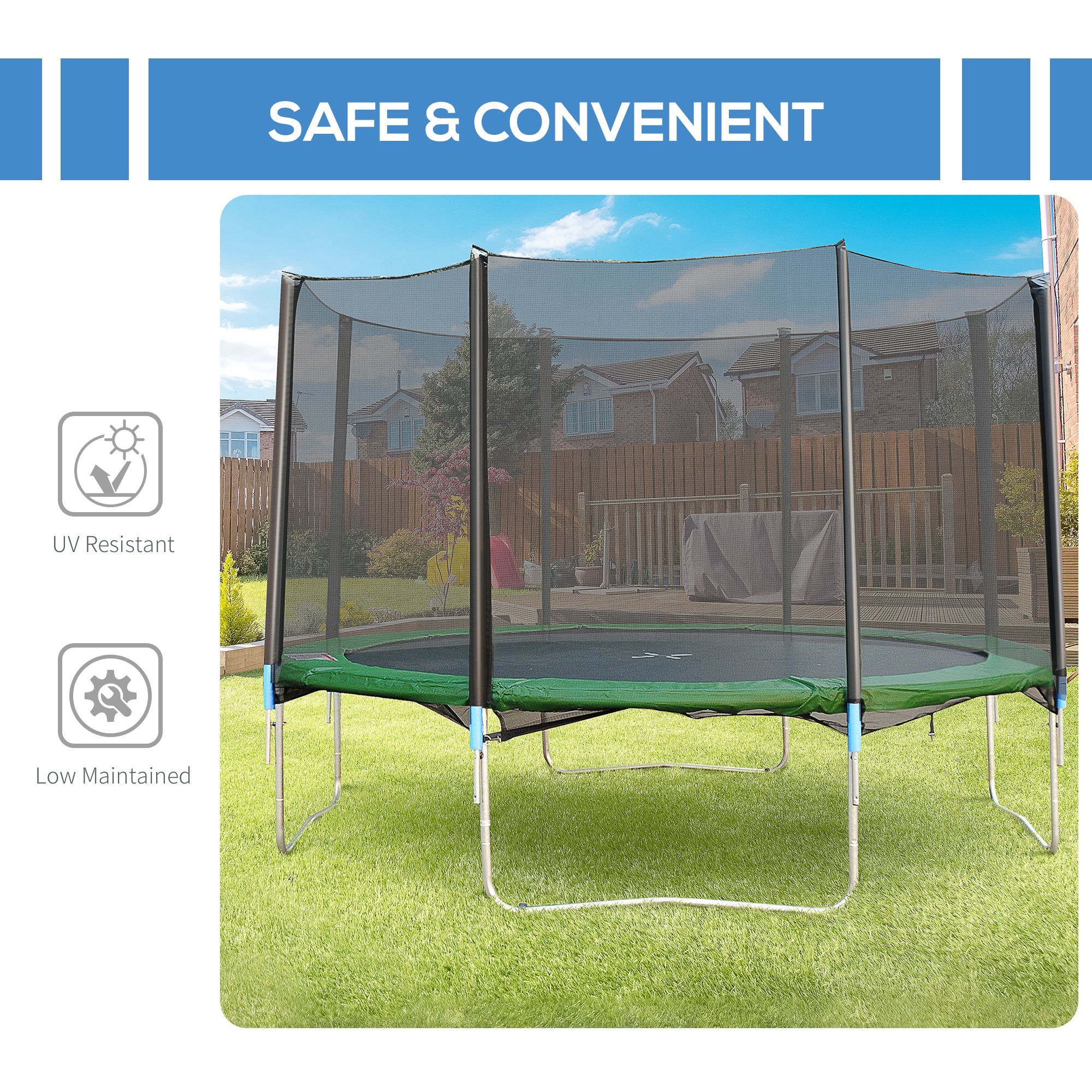 Soozier 14FT Trampoline Net Enclosure Safety Accessories with 8 Poles 