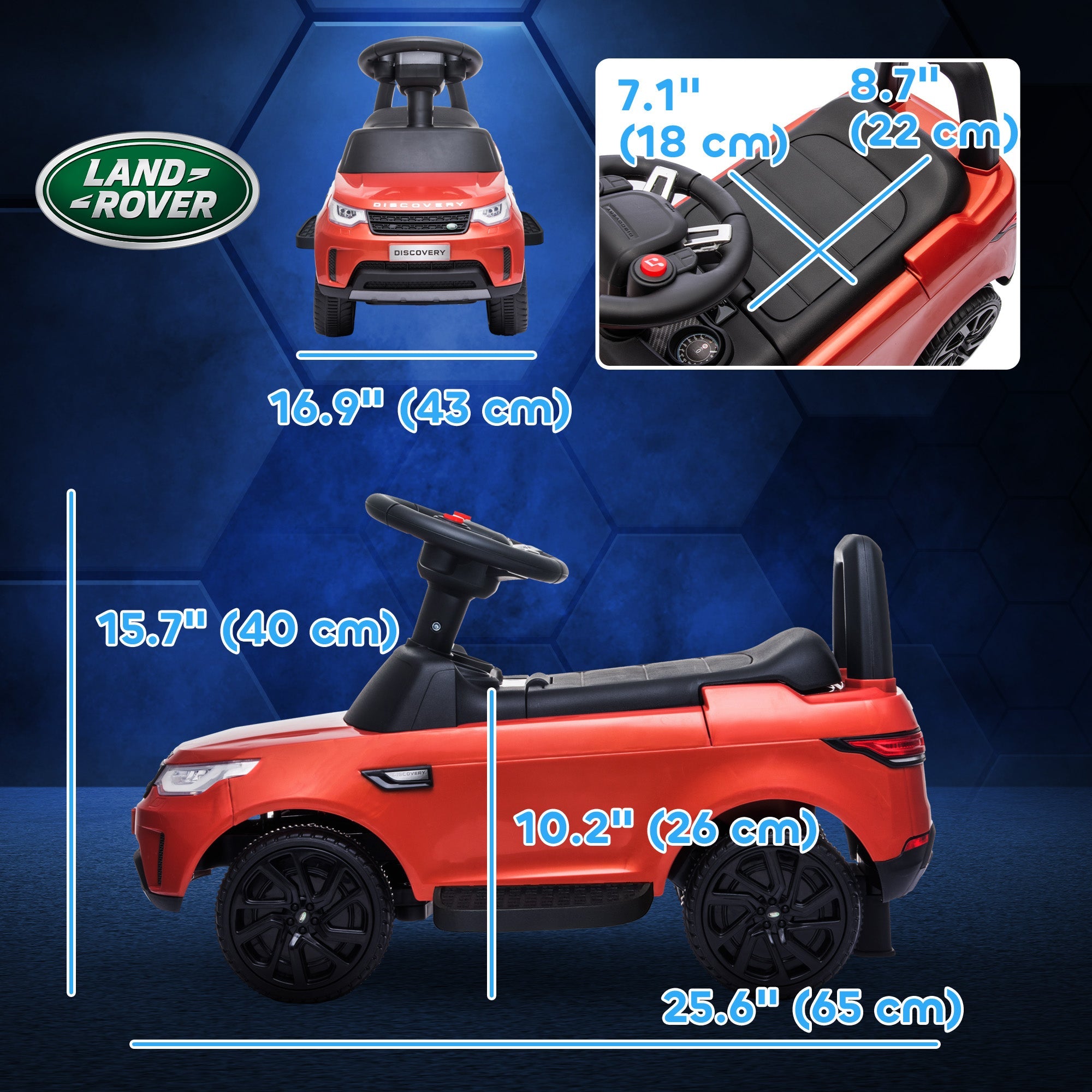 Qaba 2 in 1 6V Land Rover Licensed Electric Car for Kids, Sliding Car with Music Horn Headlights, for 18-60 Months Red 