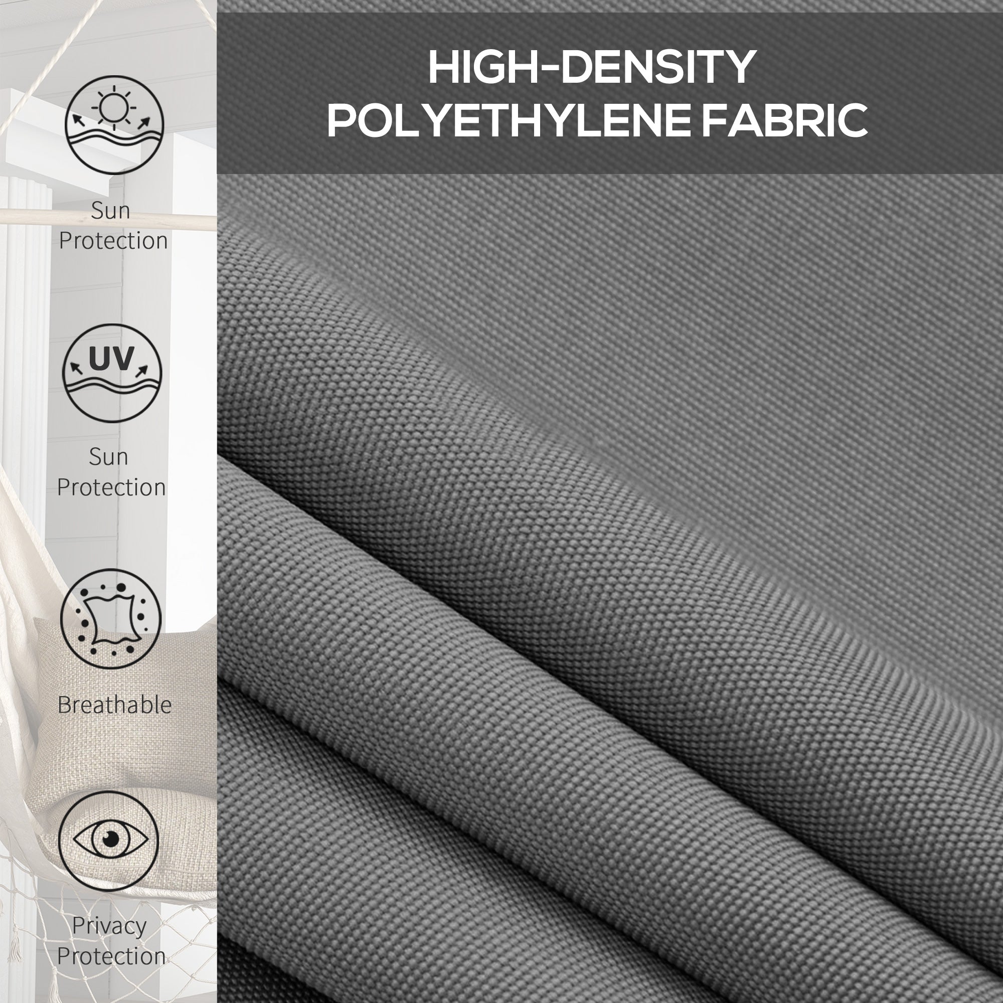 Outsunny 6' x 6' Patio Door Blinds, Outdoor Roller Shades, Cordless Roll Up Shade for Porch Gazebo, Light Grey 